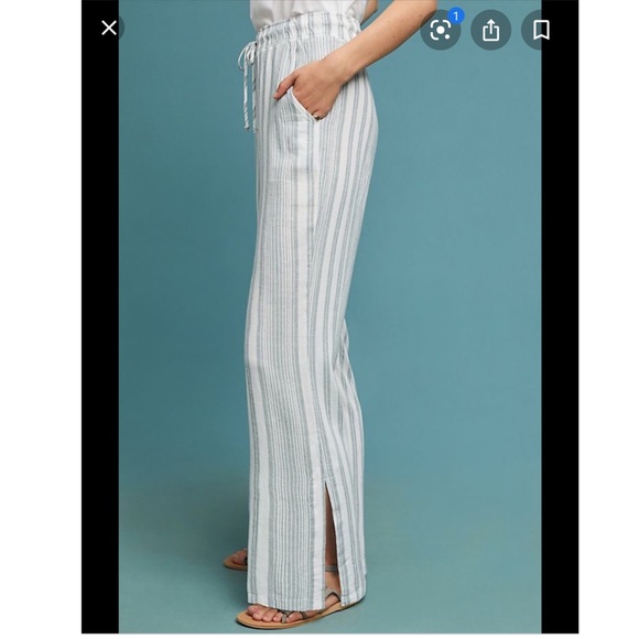 Anthropologie Cloth & Stone Striped Wide Leg Pants - Picture 2 of 6